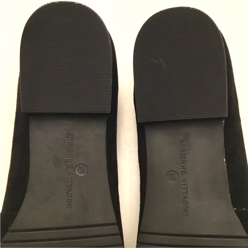 🆕 Adrienne Vittadini Black Flats Size 10 Suede Chain Accent Slip on Shoes NIB - Picture 11 of 16